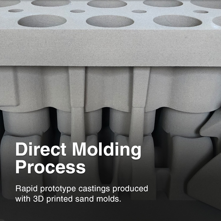 Direct Molding Process Rapid prototype castings produced with 3D printed sand molds