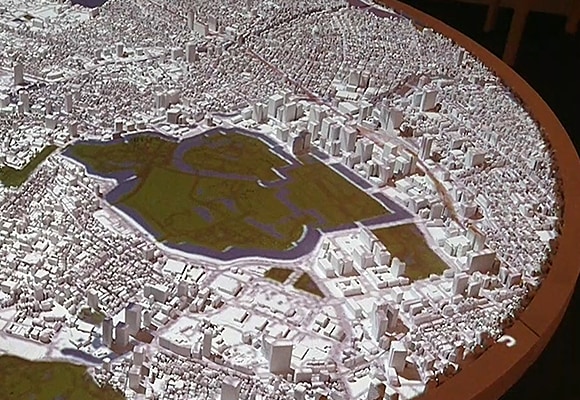 東京都心を砂型で模型を作りジオラマにした